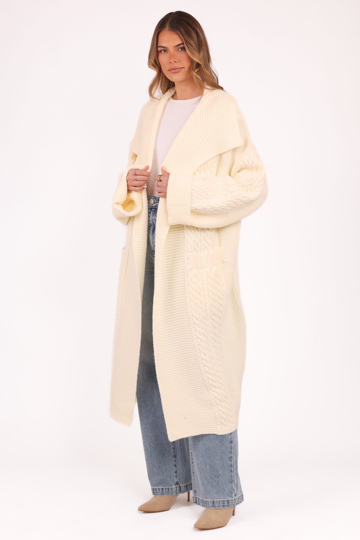 Nova Long Cardigan in Cream – view 4 of 7