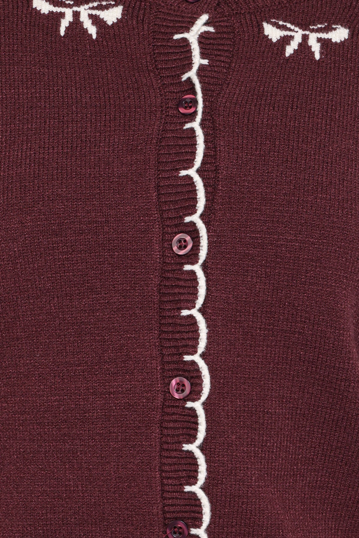 Payton Bow Scallop Cardigan in Plum – view 6 of 6