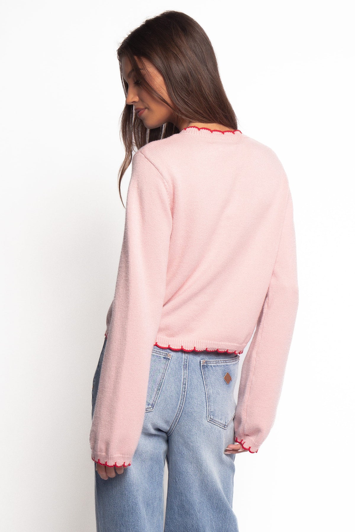 Payton Scallop Cardigan in Pink Red – view 5 of 6