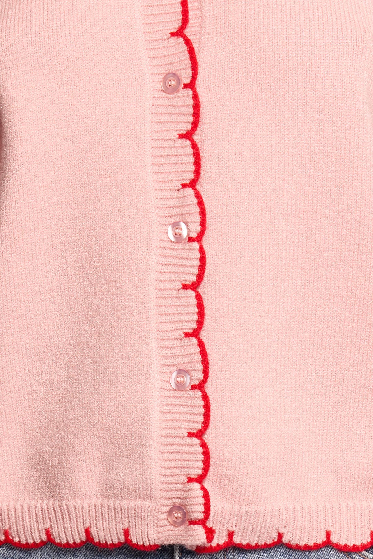 Payton Scallop Cardigan in Pink Red – view 6 of 6