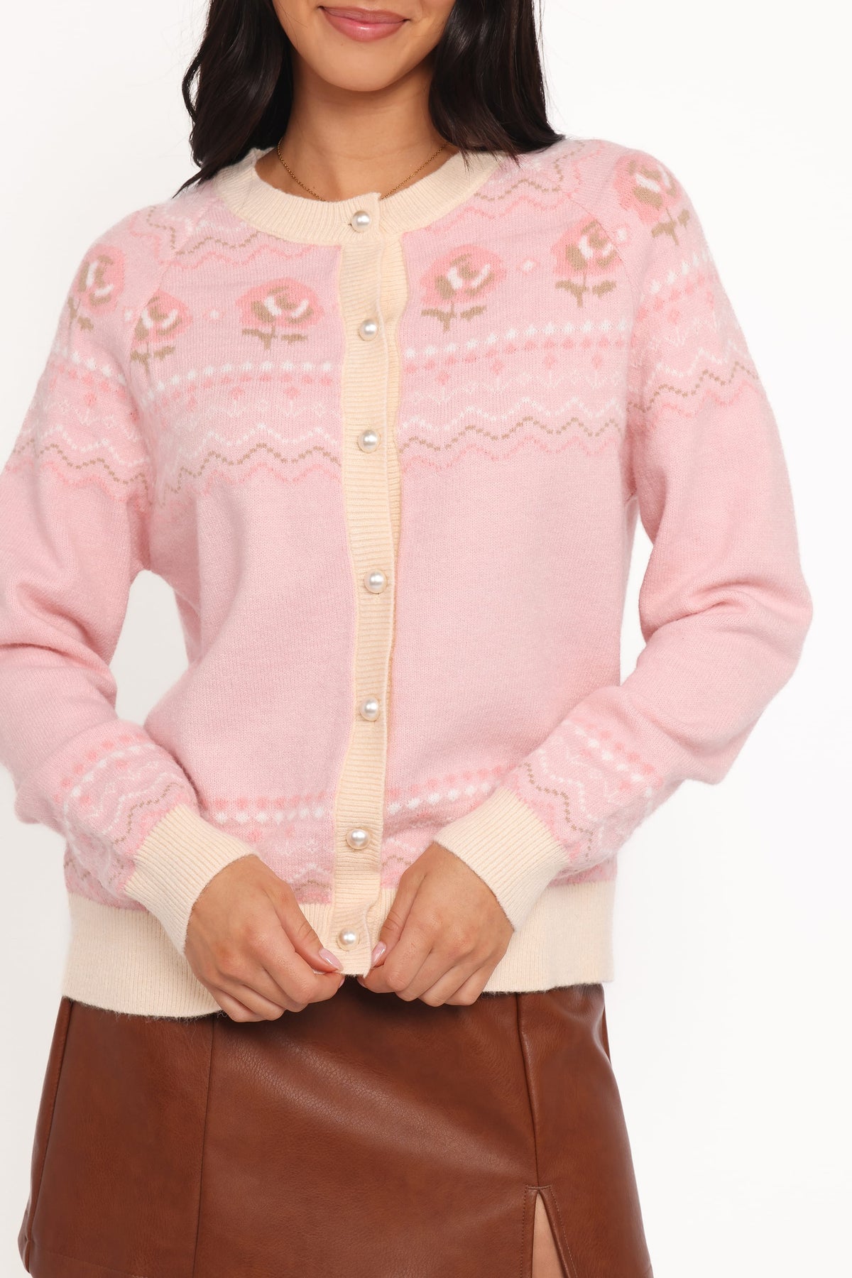Poppi Fairisle Cardigan in Pink – view 2 of 6