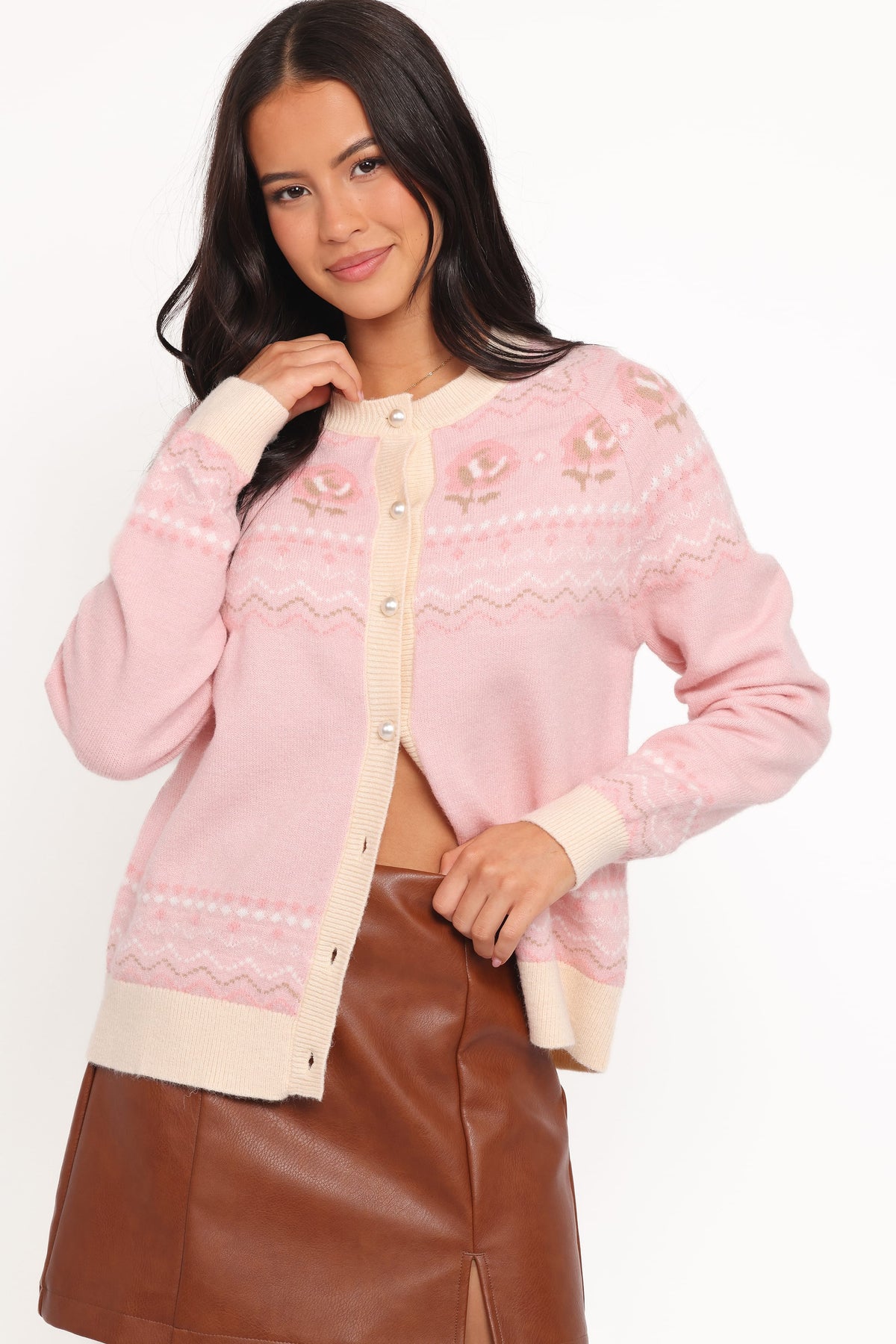 Poppi Fairisle Cardigan in Pink – view 1 of 6