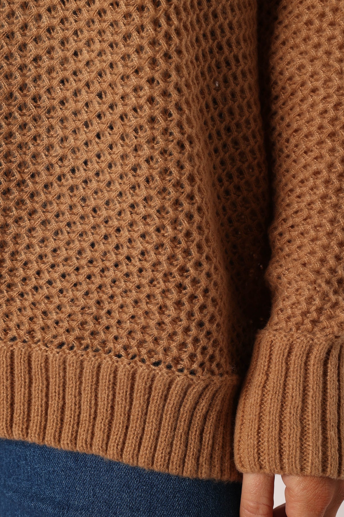 Rayne Turtleneck Knit Sweater in Beige – view 8 of 9