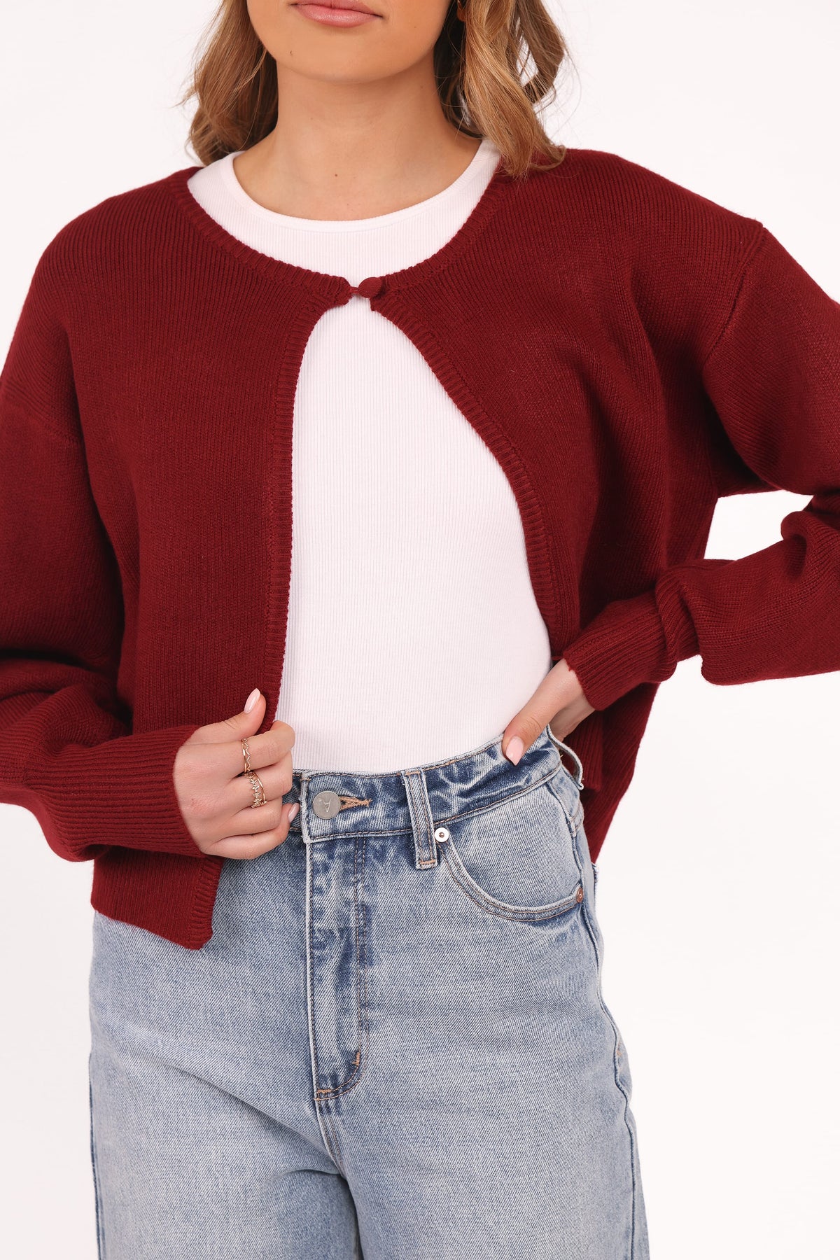 Ripley Knit Cardigan in Berry – view 2 of 6