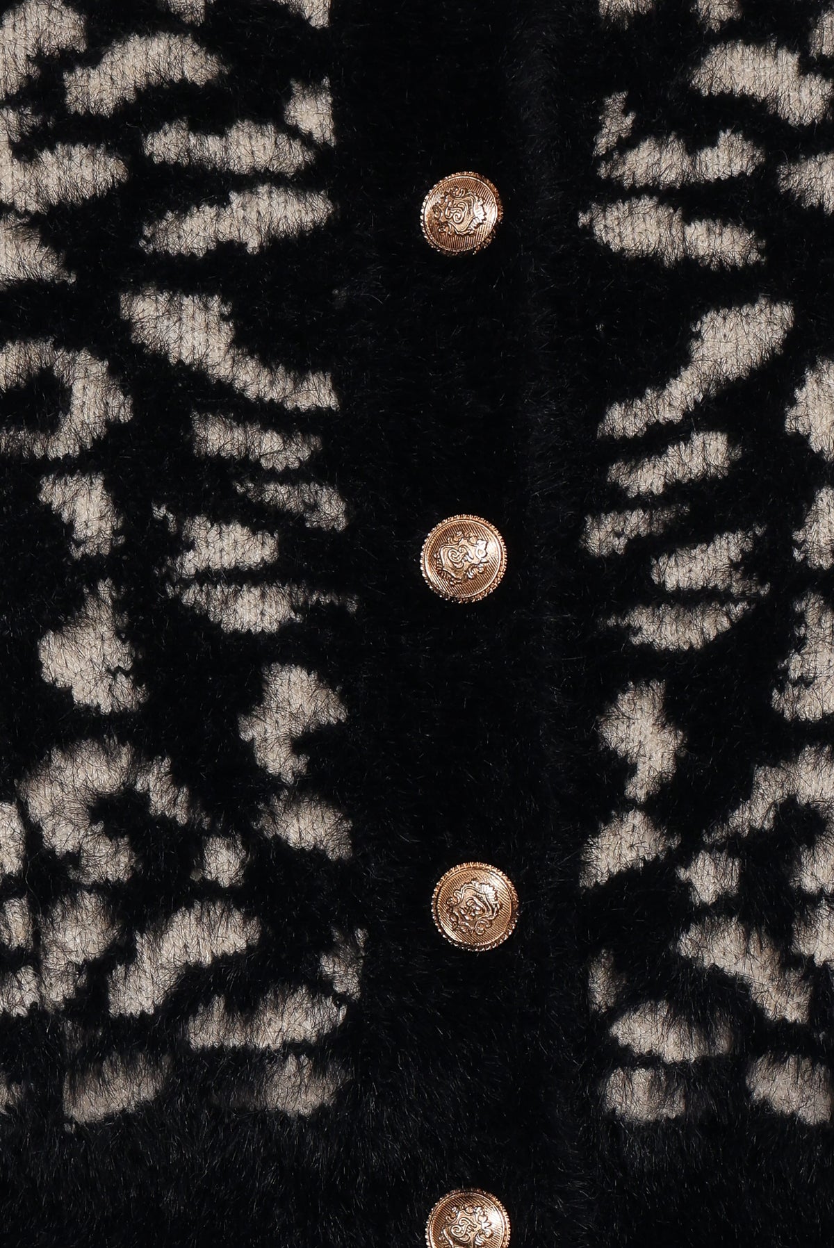 Tyra Animal Print Faux Mohair Cardigan in Black – view 6 of 6