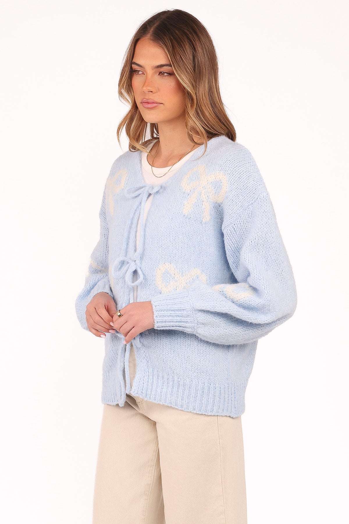 Vienna Bow Cardigan in Pale Blue – view 4 of 7