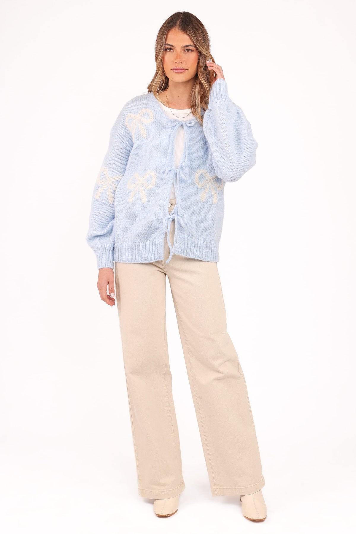 Vienna Bow Cardigan in Pale Blue – view 6 of 7