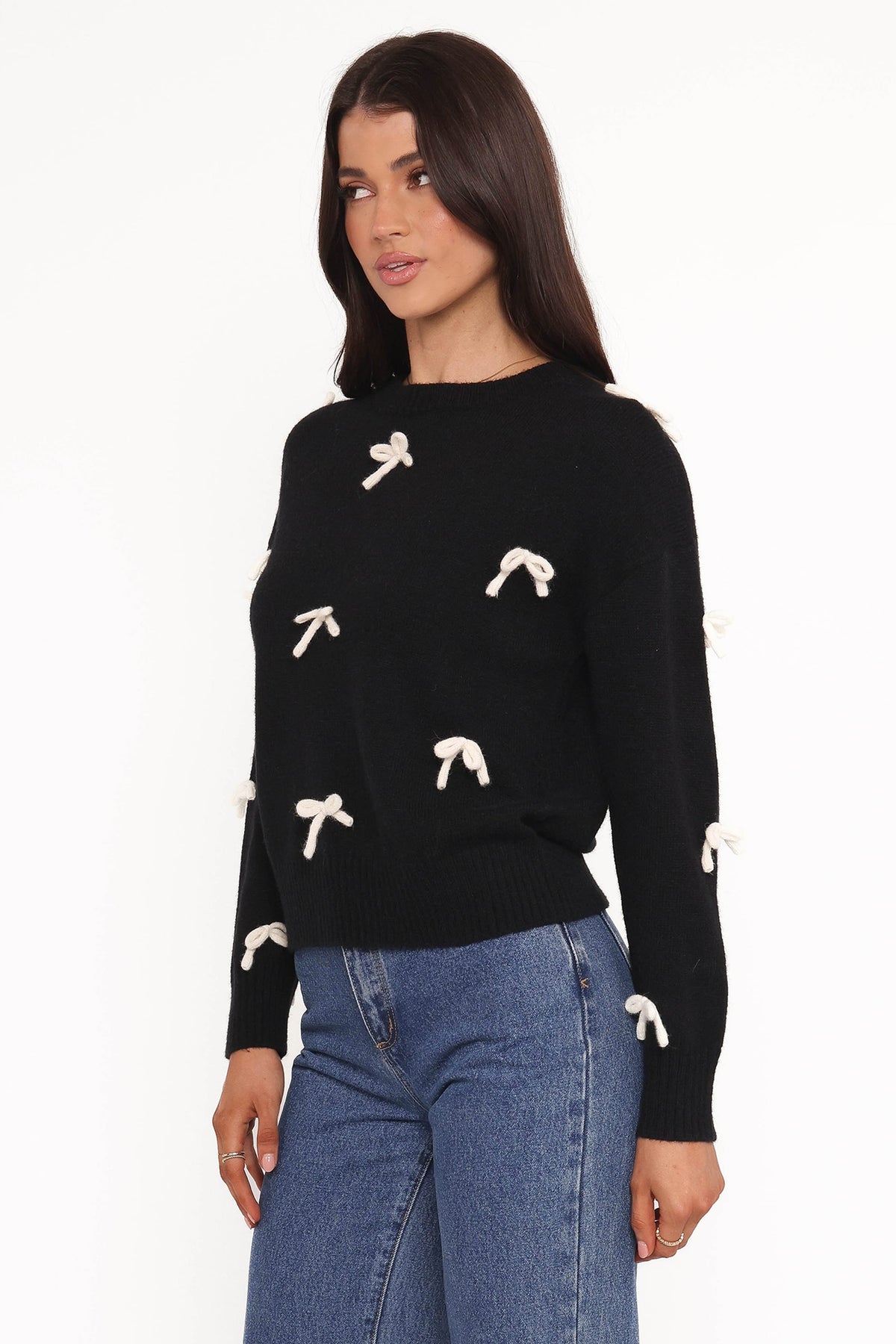 Voss Bow Knit Sweater in Black – view 3 of 6