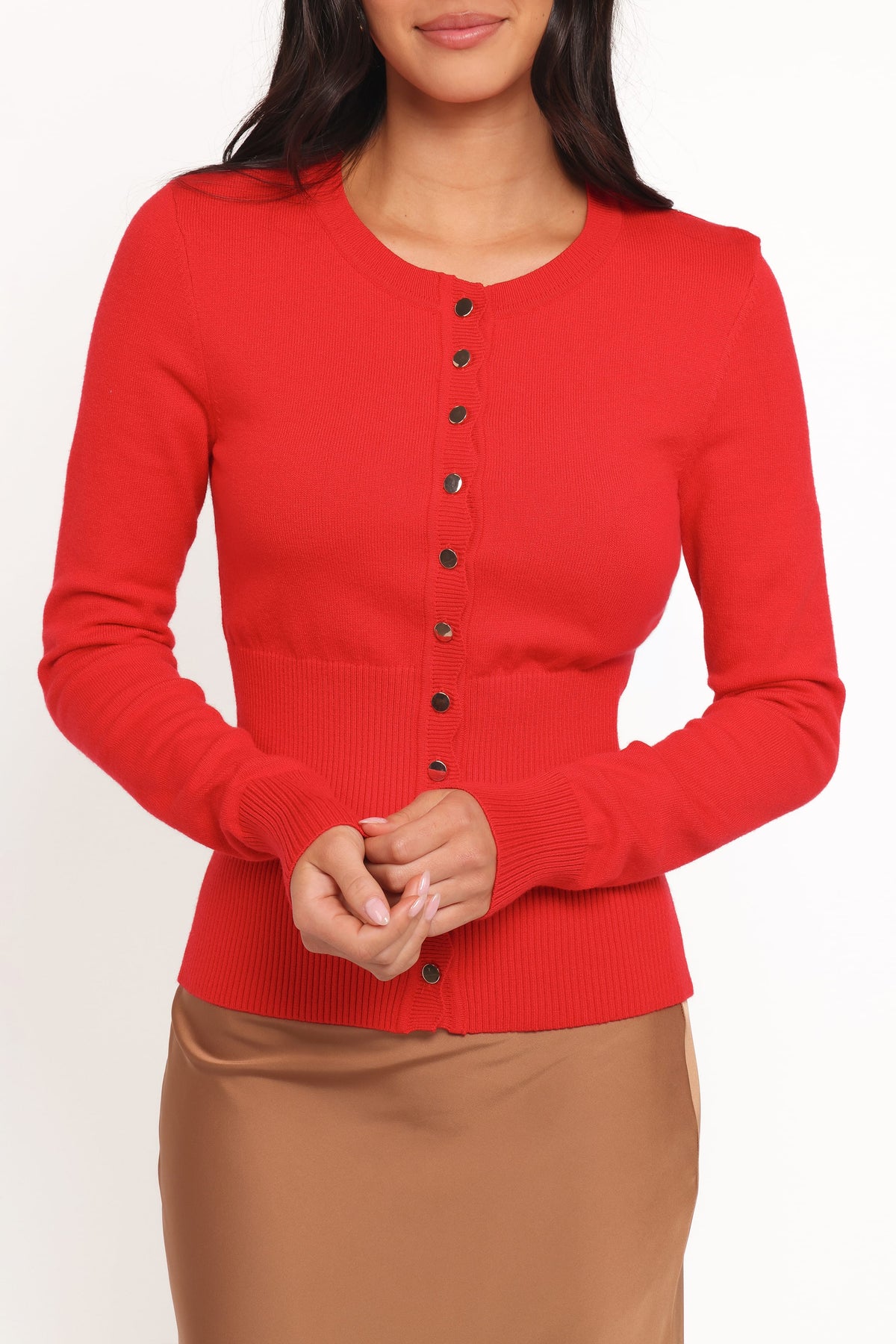 Walsh Scalloped Cardigan in Red – view 2 of 6