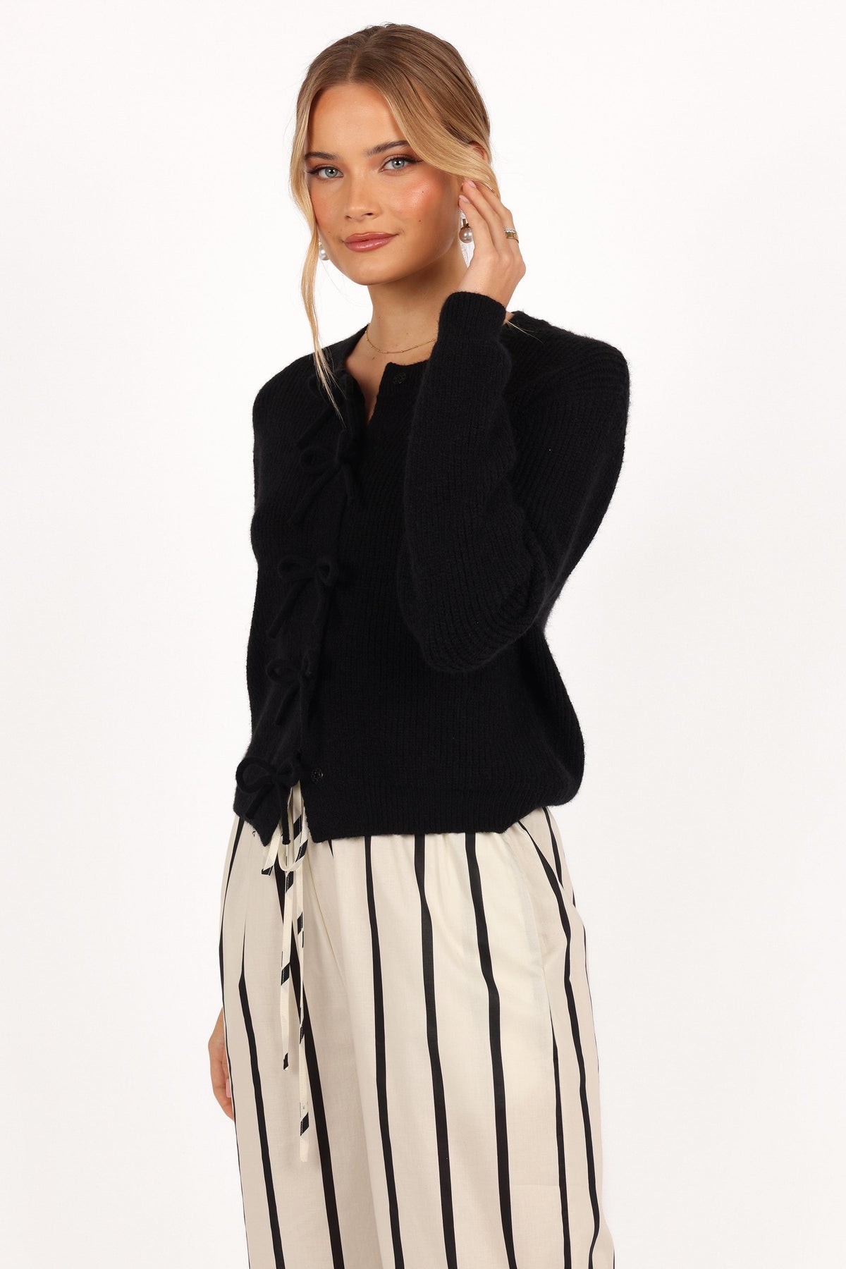 Wilde Bow Front Cardigan in Black – view 5 of 10