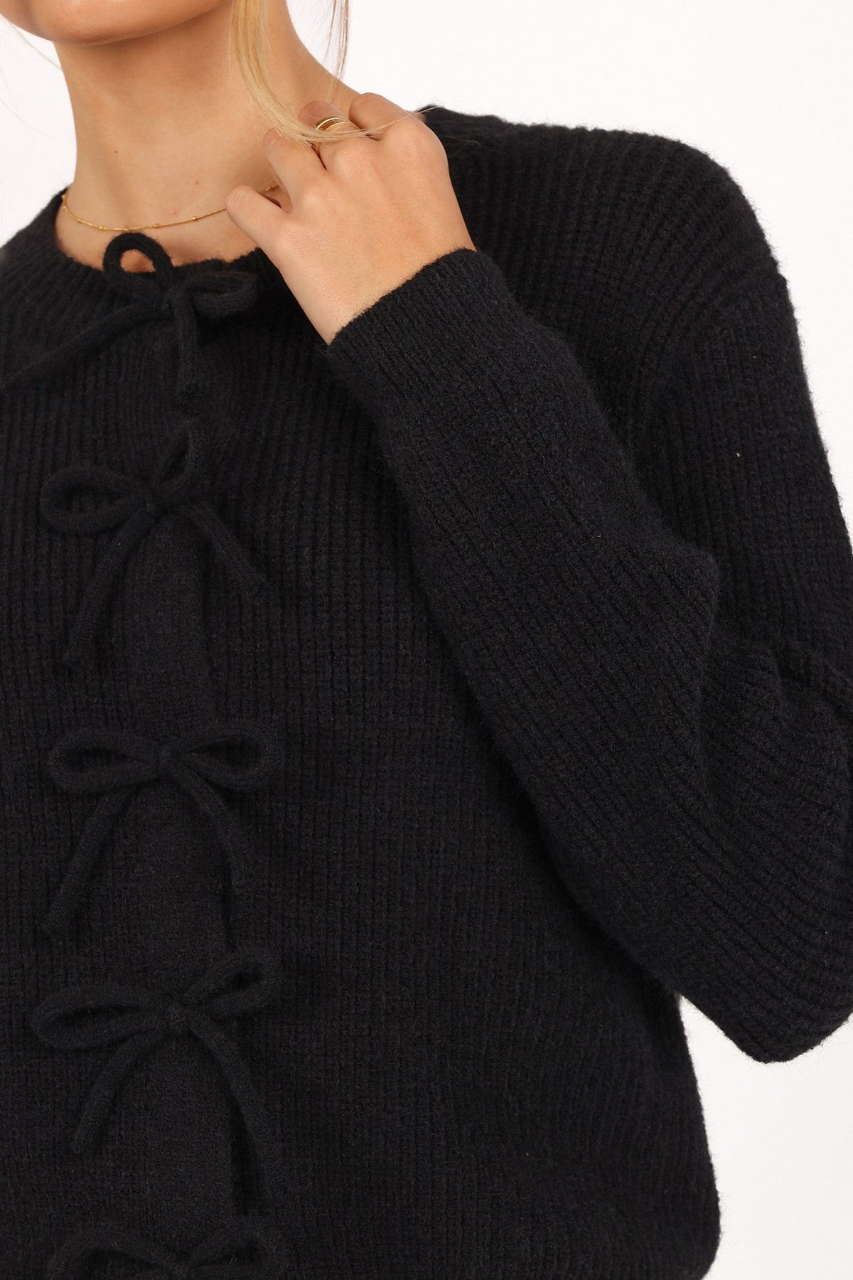 Wilde Bow Front Cardigan in Black – view 9 of 10