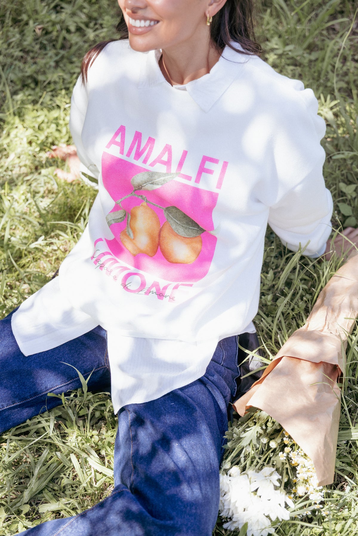 Amalfi Graphic Sweatshirt in White – view 1 of 7