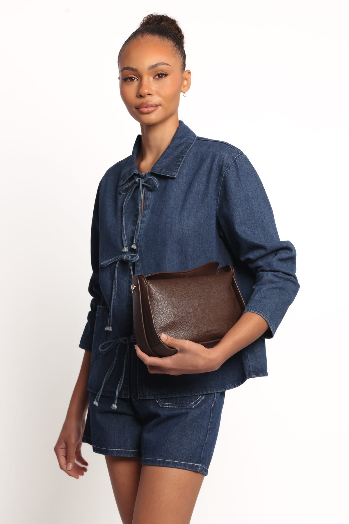 Avon Bow Front Denim Shacket in Denim – view 2 of 5