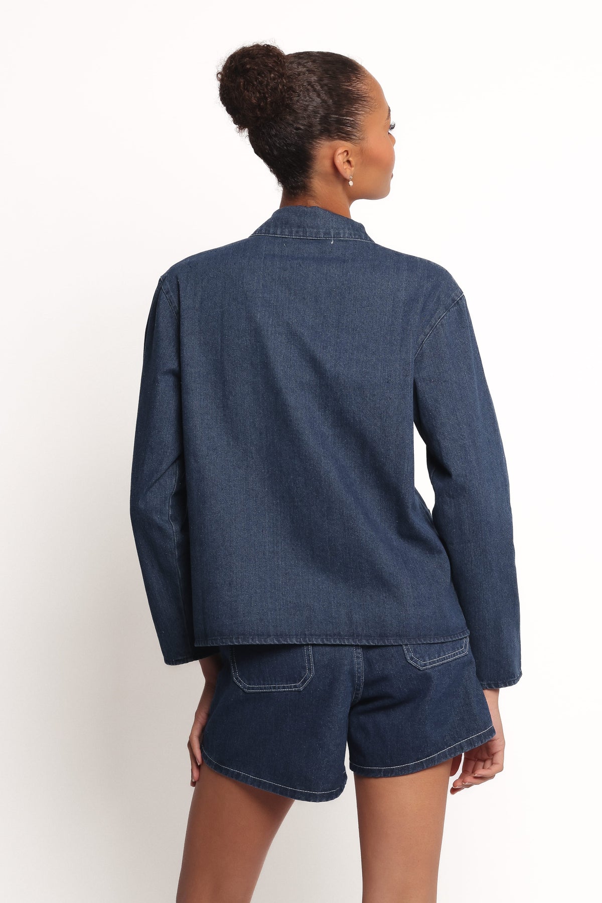 Avon Bow Front Denim Shacket in Denim – view 3 of 5