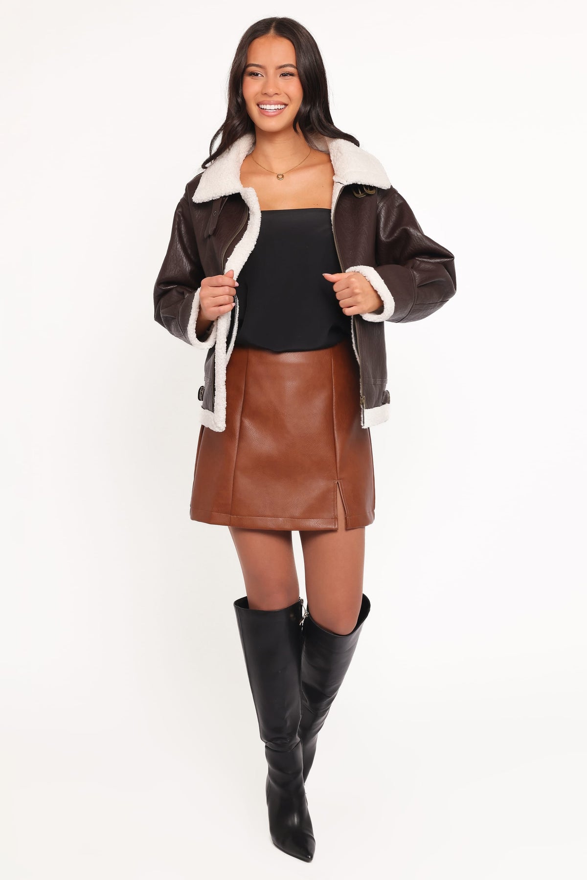 Baxter Shearling Lined Jacket in Brown – view 5 of 6