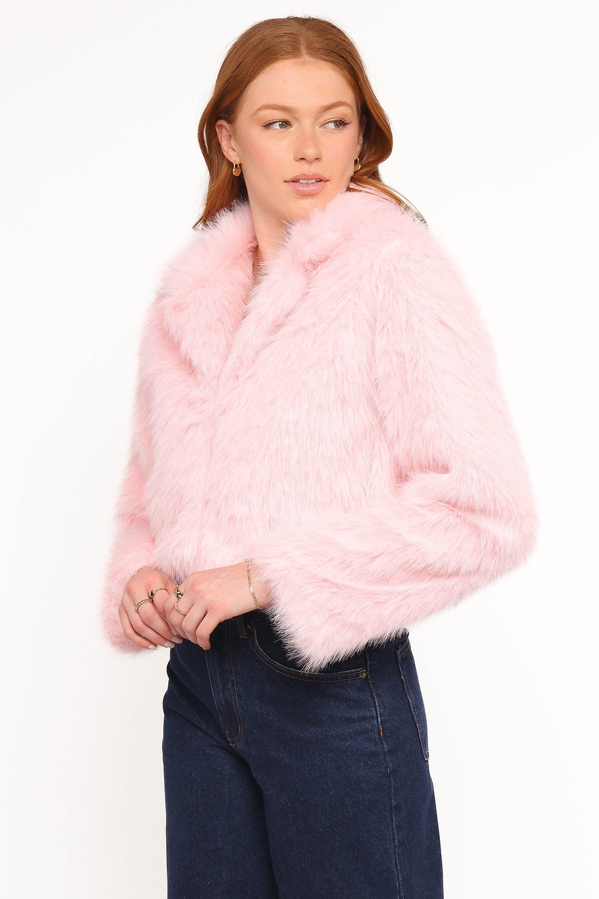 Bobbi Faux Fur Jacket in Pink – view 3 of 8