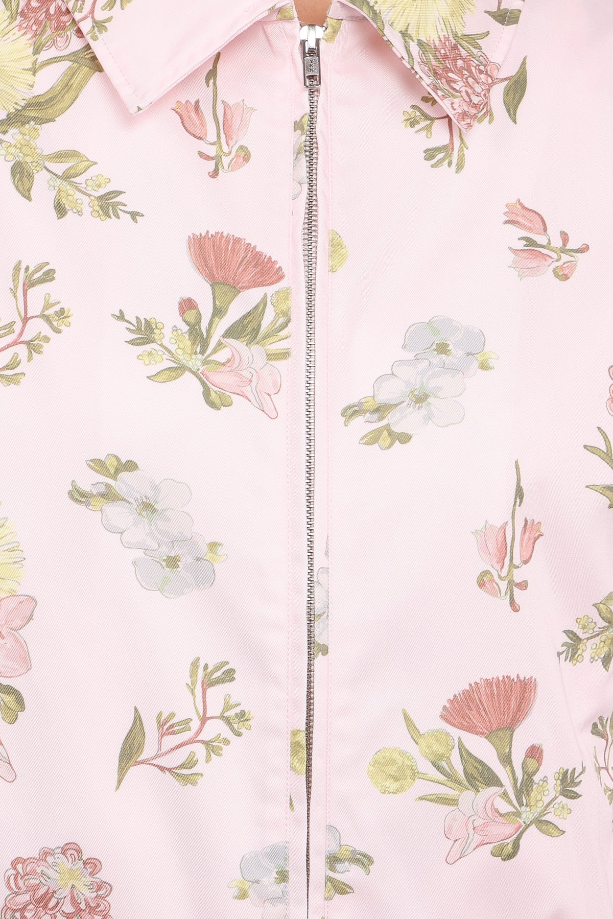 Calvin Floral Twill Zip Jacket in Pale Pink Floral – view 6 of 6