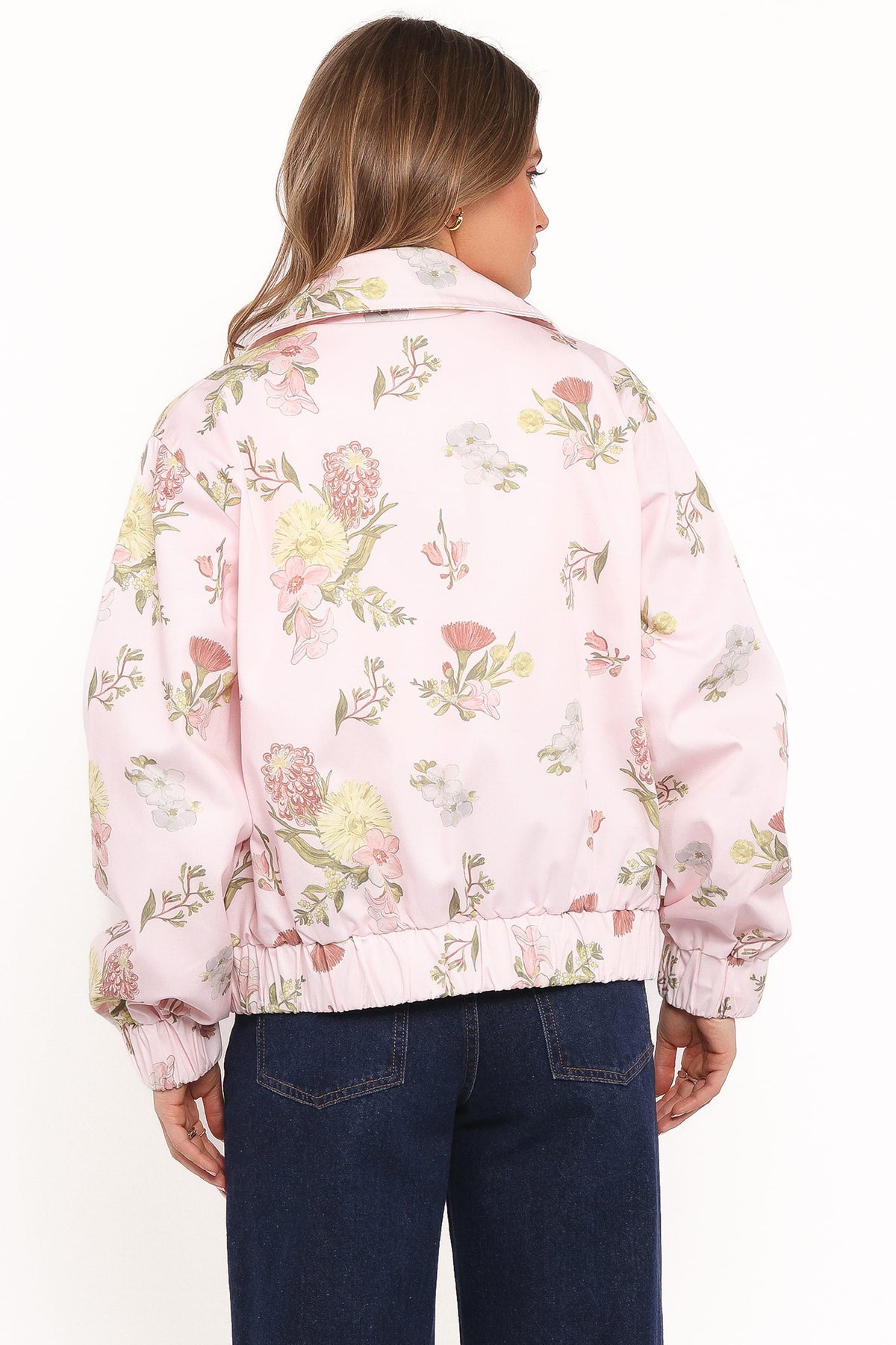 Calvin Floral Twill Zip Jacket in Pale Pink Floral – view 3 of 6