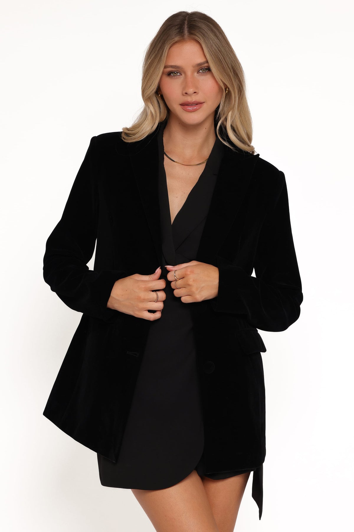 Clive Velvet Blazer in Black – view 1 of 6