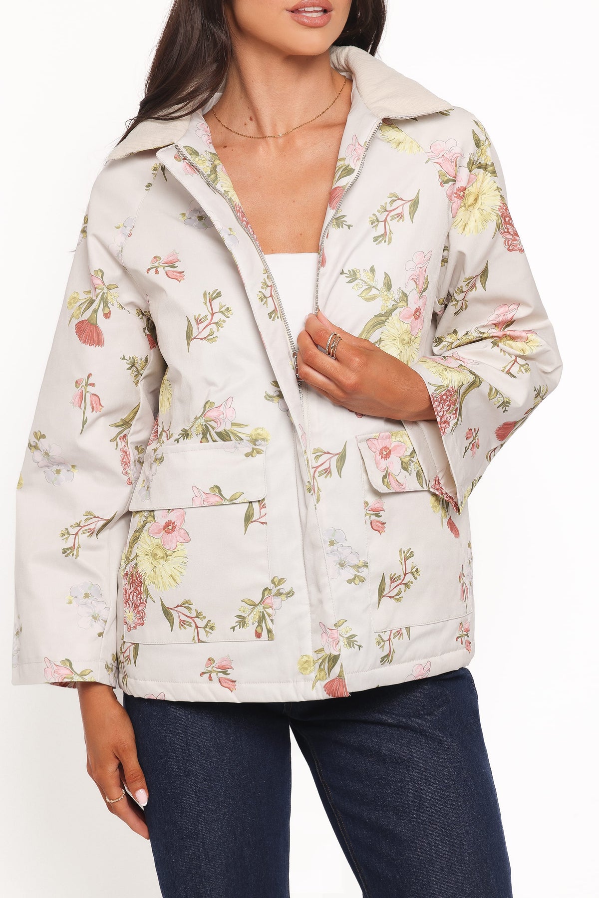 Danica Barn Jacket in Khaki Floral – view 3 of 9