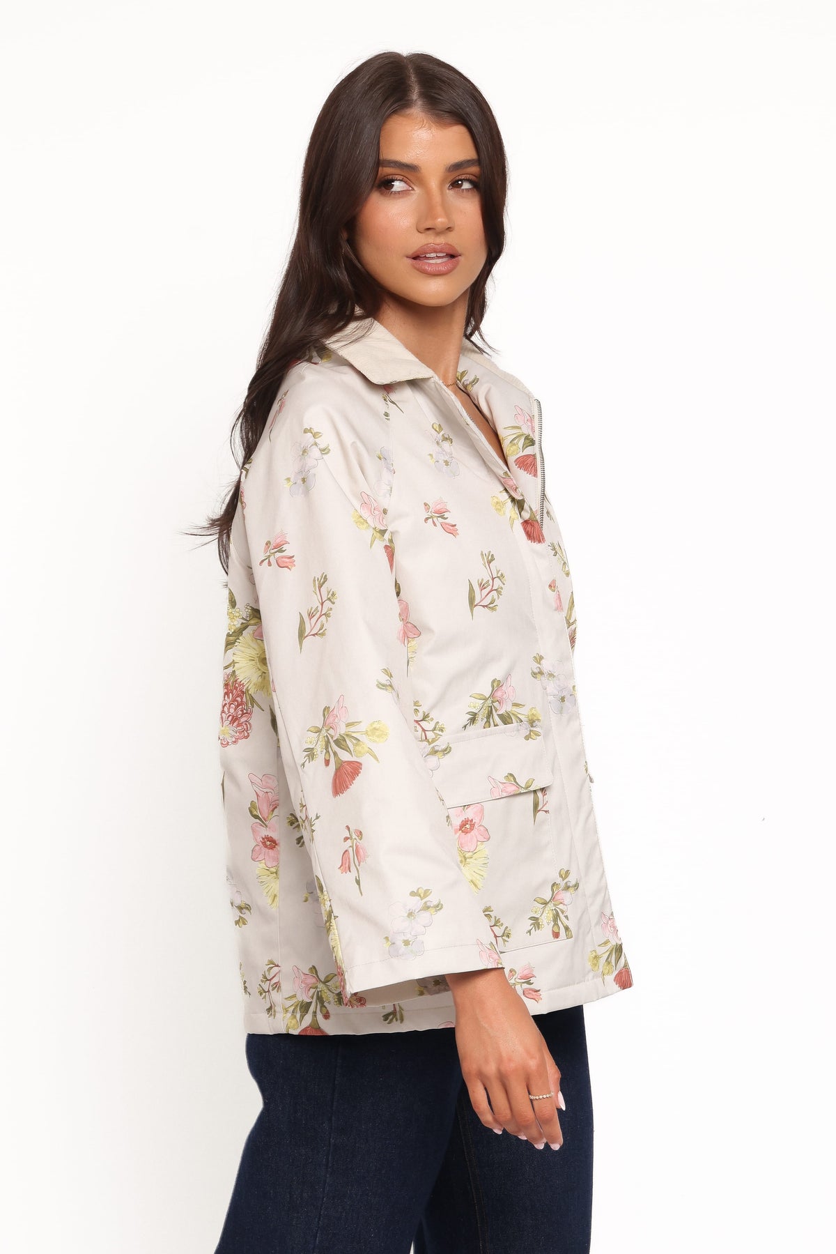 Danica Barn Jacket in Khaki Floral – view 5 of 9
