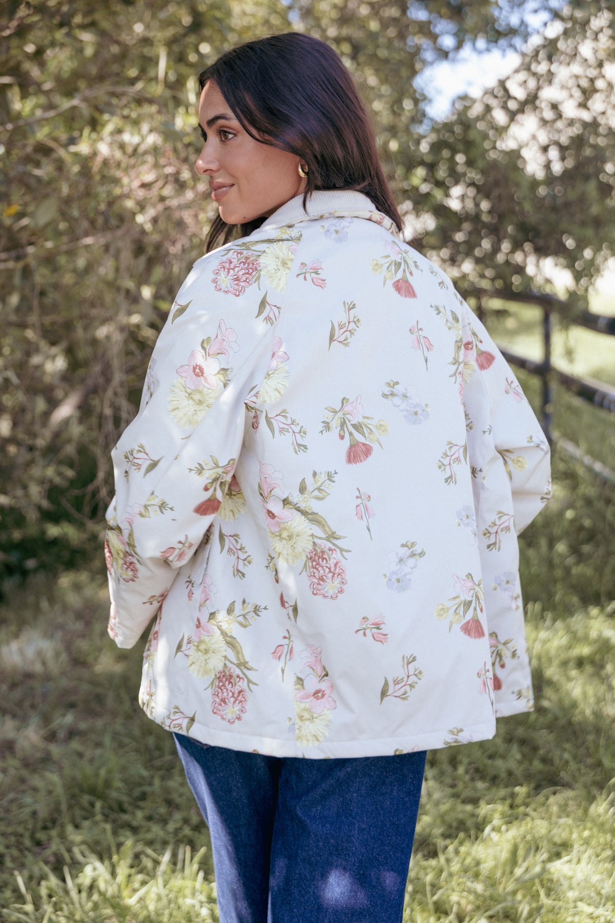 Danica Barn Jacket in Khaki Floral – view 9 of 9