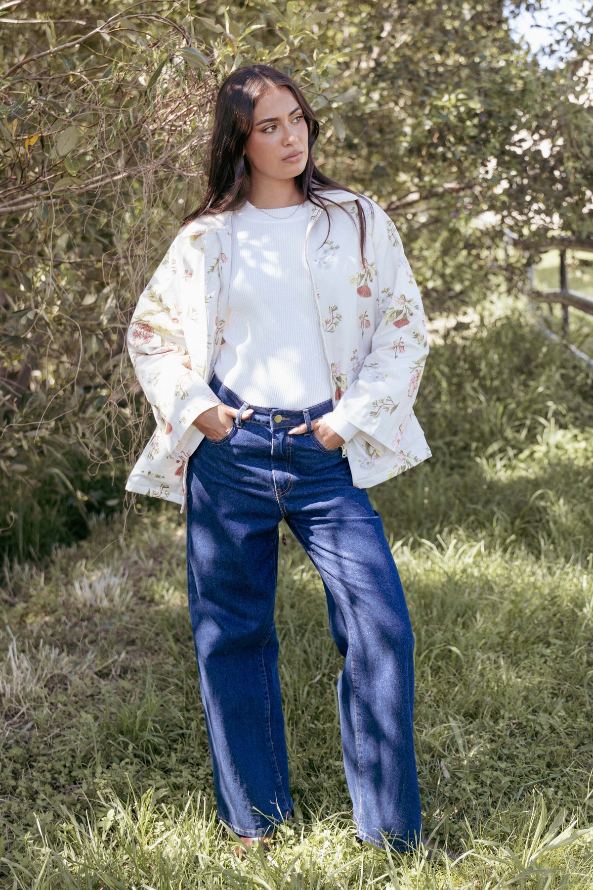 Danica Barn Jacket in Khaki Floral – view 8 of 9