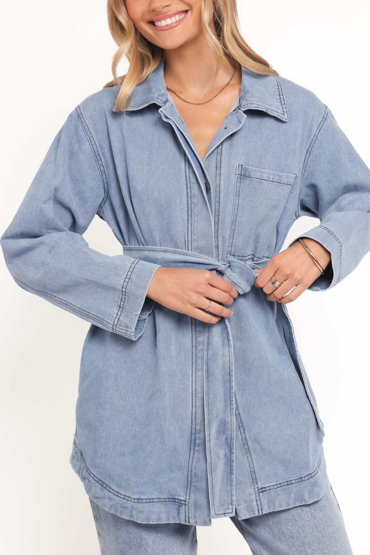 Donovan Denim Tie Jacket in Light Denim – view 2 of 6