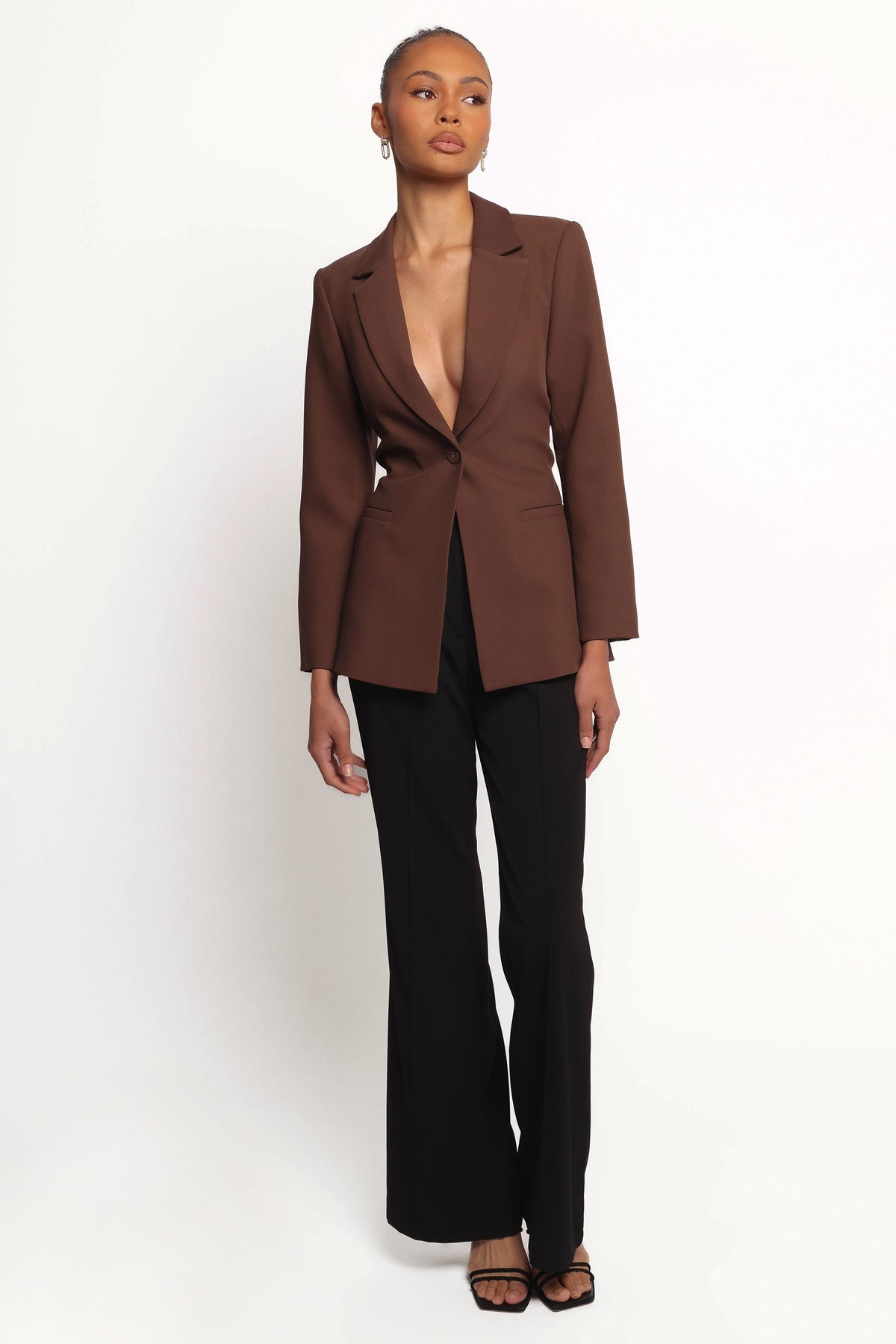 Eliana Waist Tie Blazer in Espresso – view 6 of 9