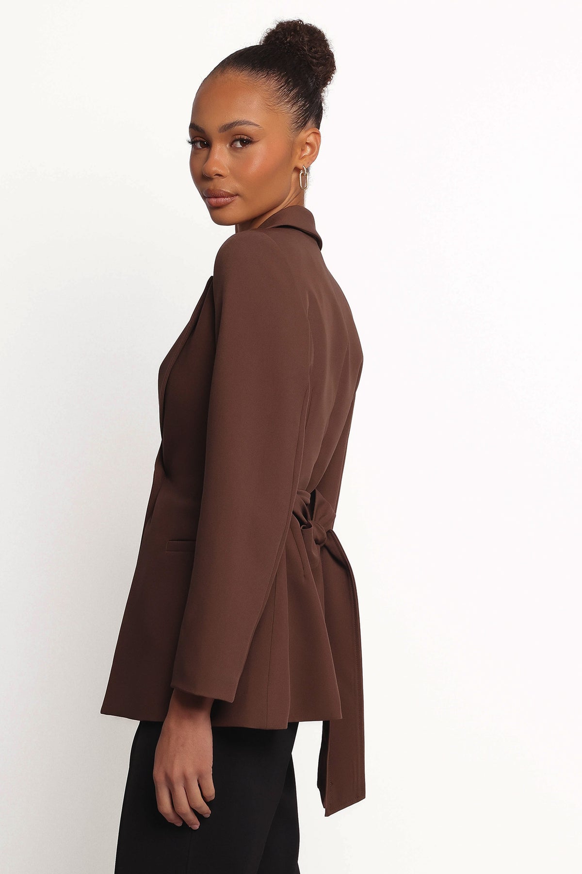 Eliana Waist Tie Blazer in Espresso – view 4 of 9