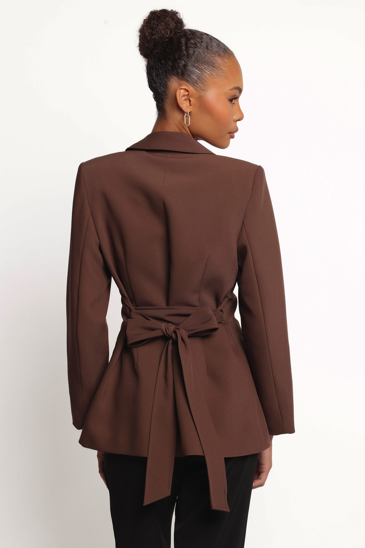 Eliana Waist Tie Blazer in Espresso – view 2 of 9