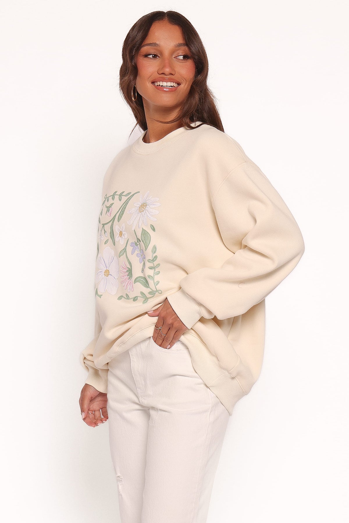 Flower Garden Graphic Sweatshirt in Cream – view 3 of 6