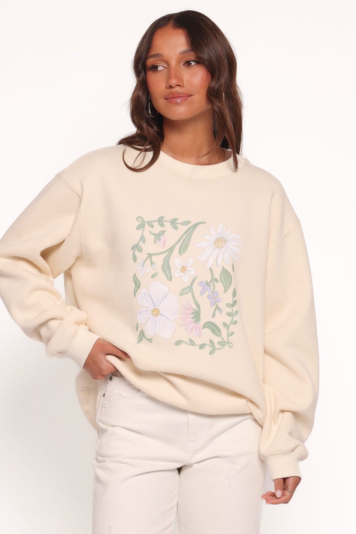 Flower Garden Graphic Sweatshirt in Cream – view 1 of 6