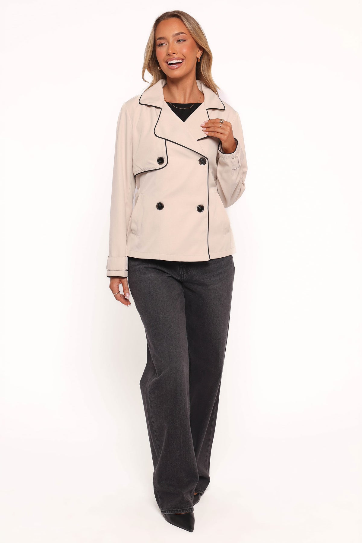 Franklin Cropped Trench in Ecru – view 6 of 8