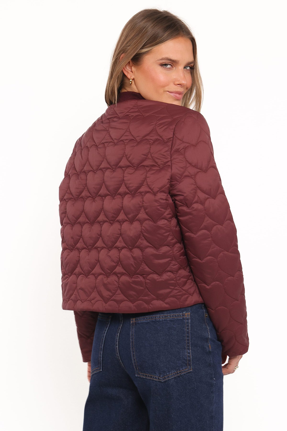 Genevieve Quilted Bomber in Cherry – view 4 of 6