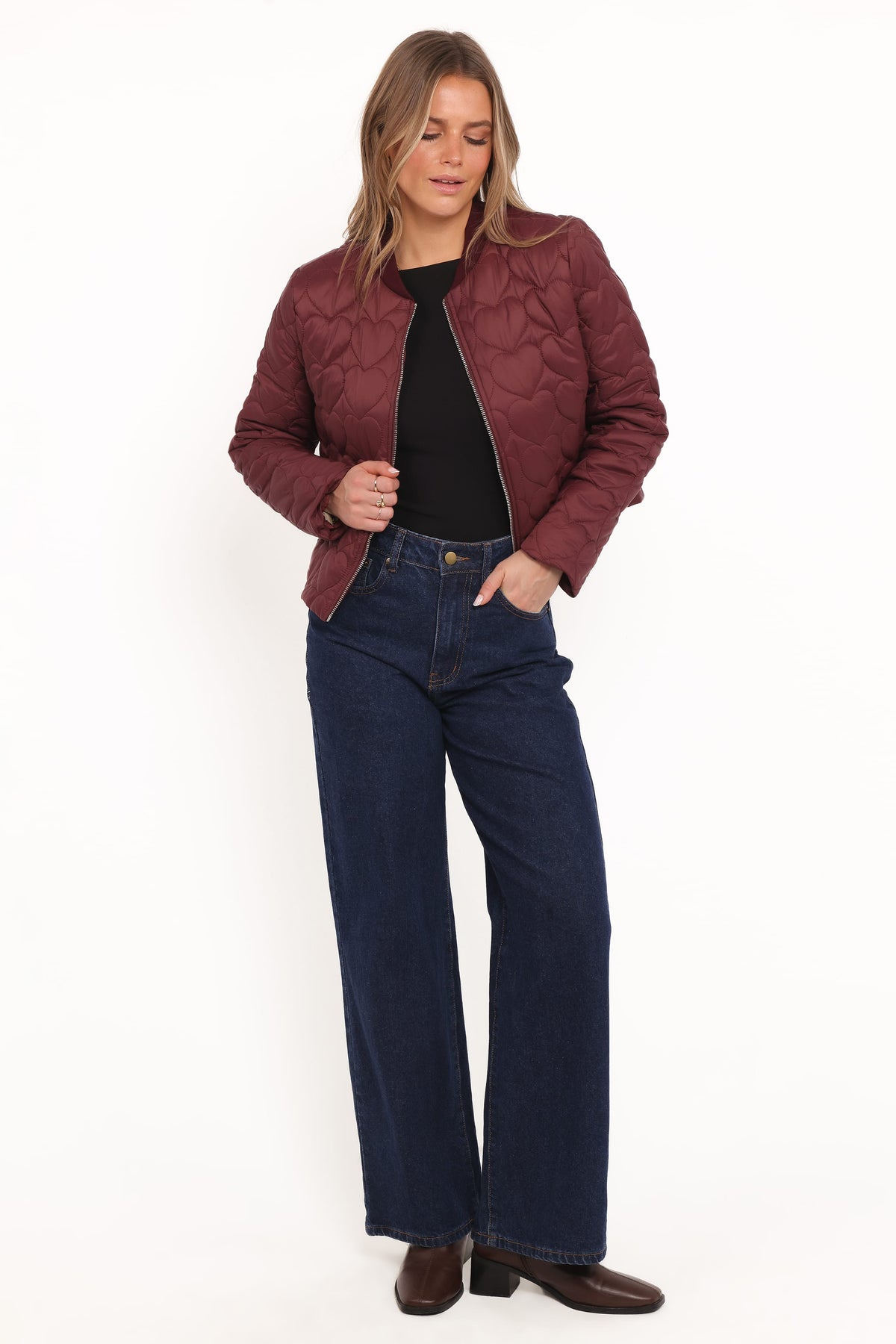 Genevieve Quilted Bomber in Cherry – view 2 of 6