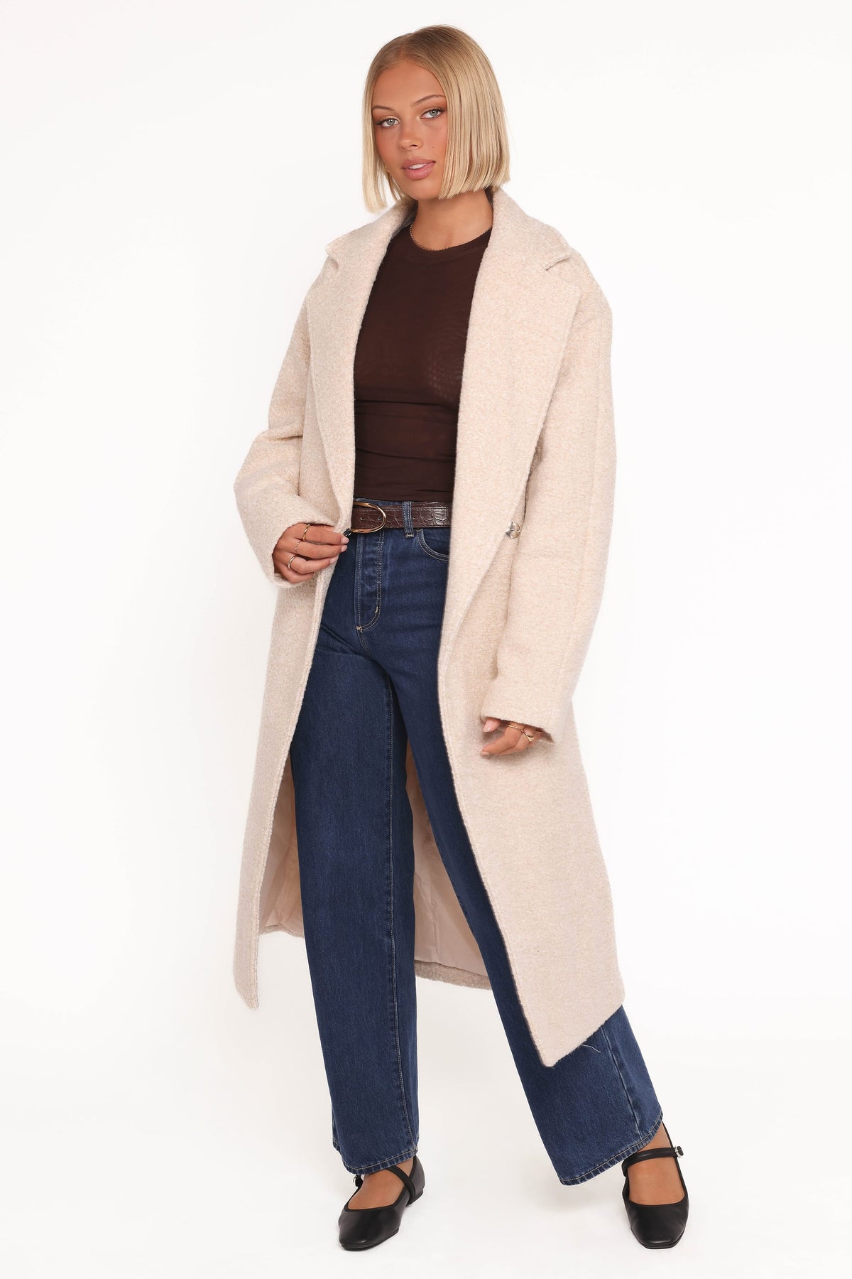Goodie Shearling Coat in Cream – view 2 of 7