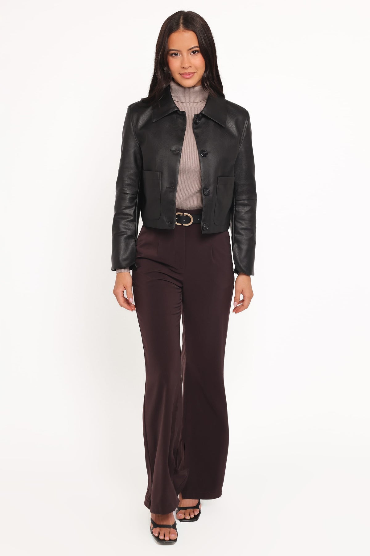 Hope Crop Faux Leather Jacket in Black – view 1 of 7