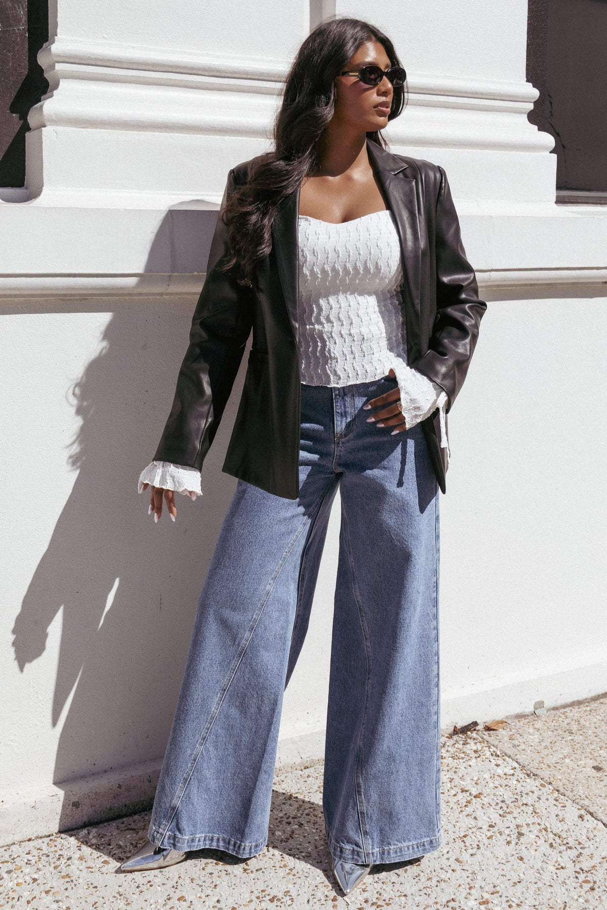 Jamie Faux Leather Blazer in Black – view 9 of 9