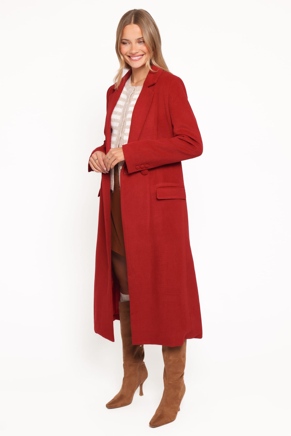 Jett Long Blazer Coat in Red – view 3 of 8