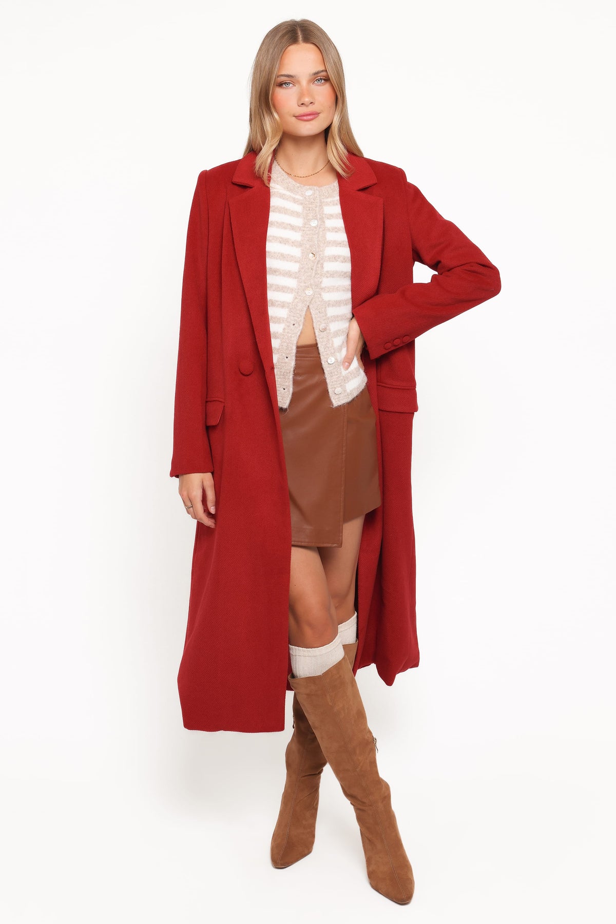 Jett Long Blazer Coat in Red – view 6 of 8