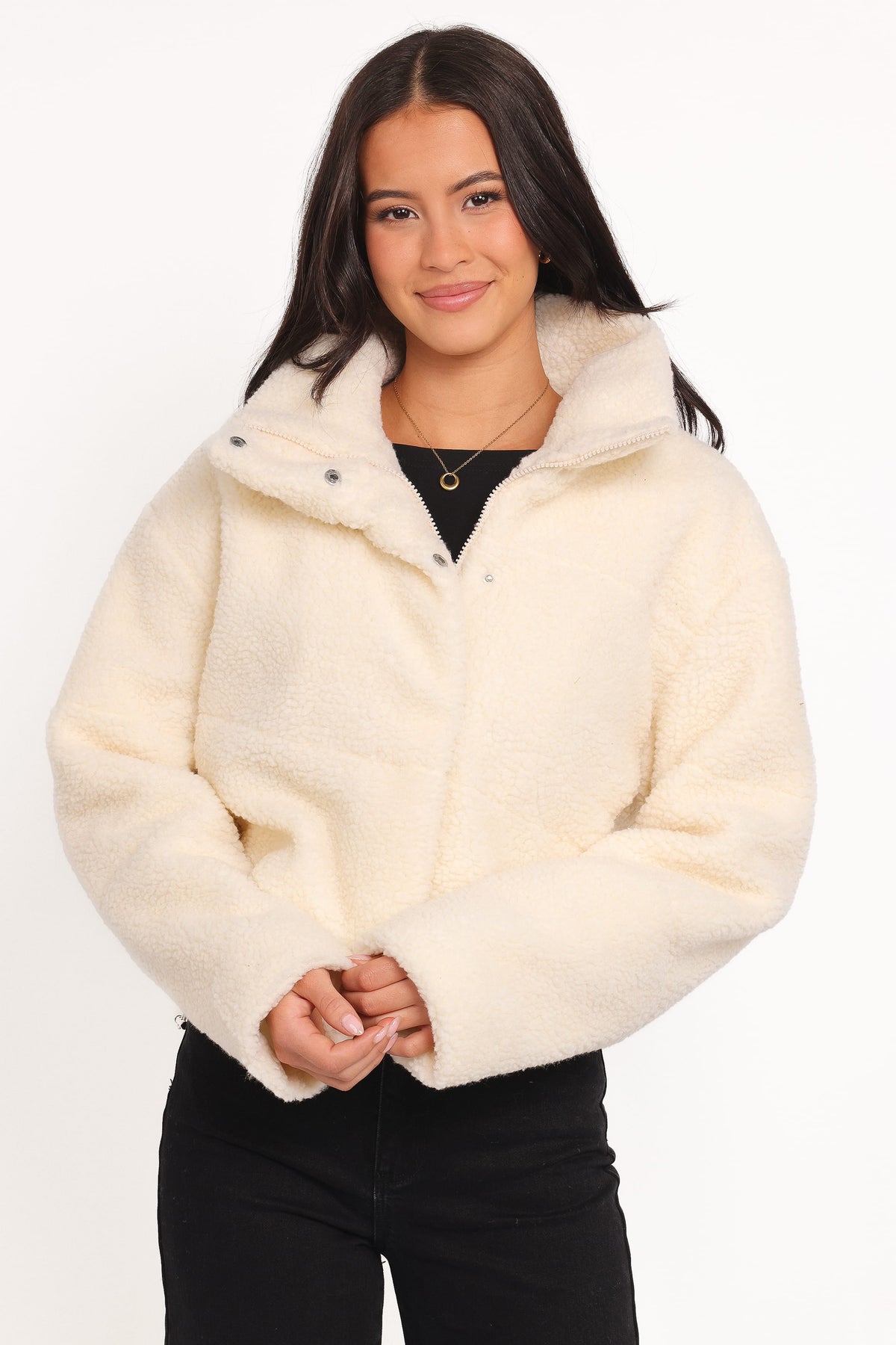 Katerina Fleece Puffer in White – view 6 of 7