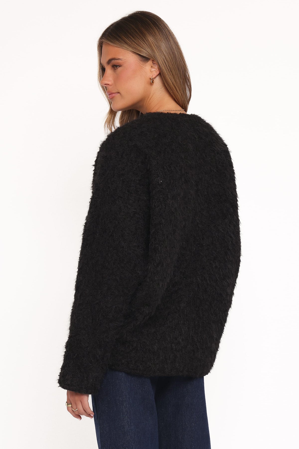 Kimmy Bow Oversized Cardigan in Black – view 5 of 7
