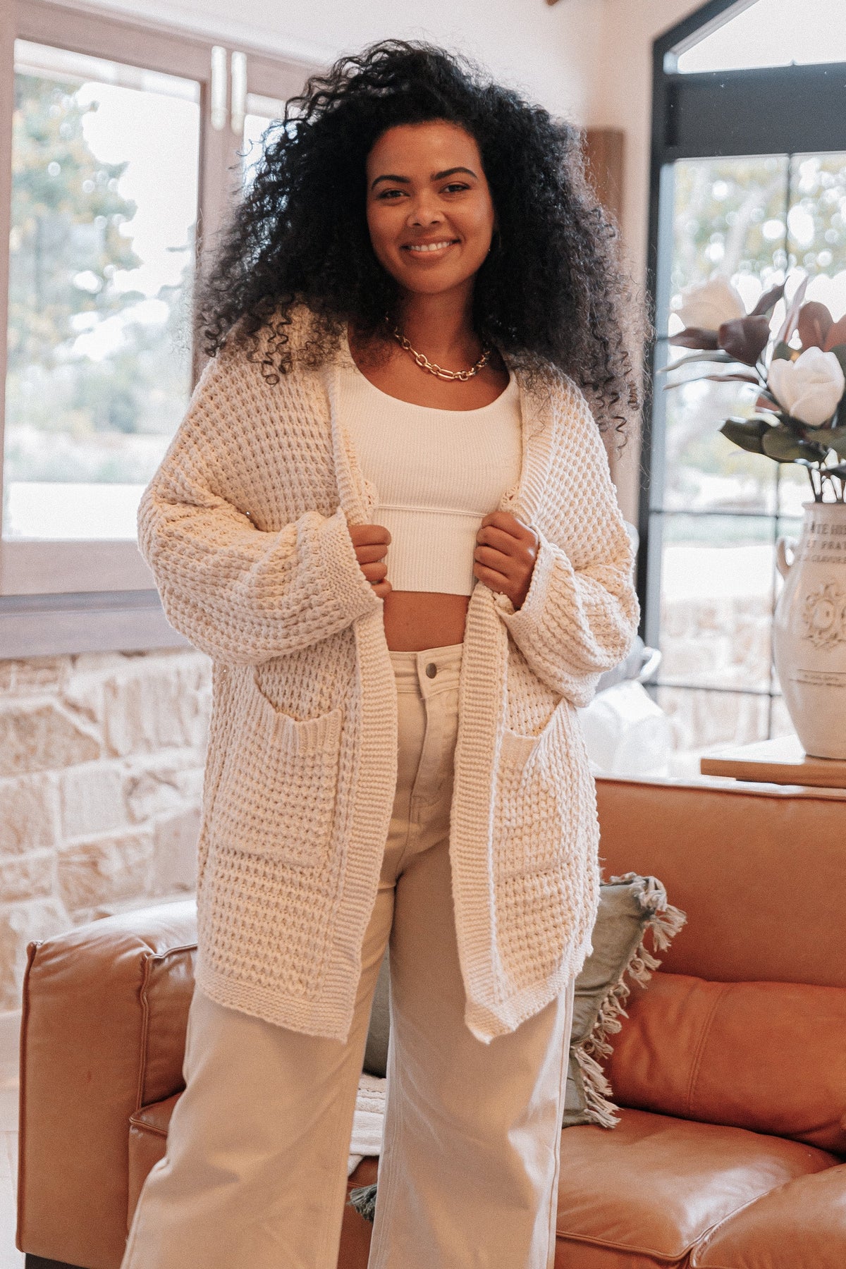 Leyonie Cardigan in Cream – view 2 of 10