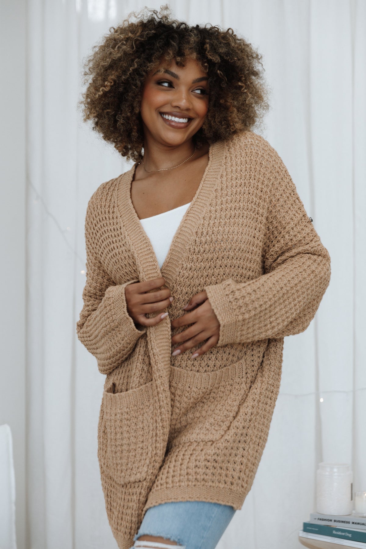 Leyonie Cardigan in Tan – view 8 of 12
