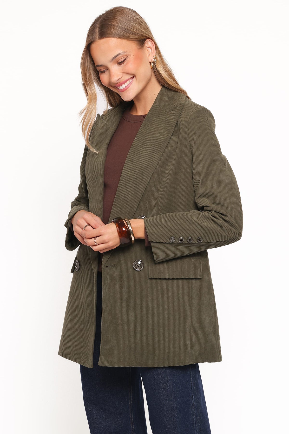 Madi Corduroy Blazer in Olive – view 3 of 7
