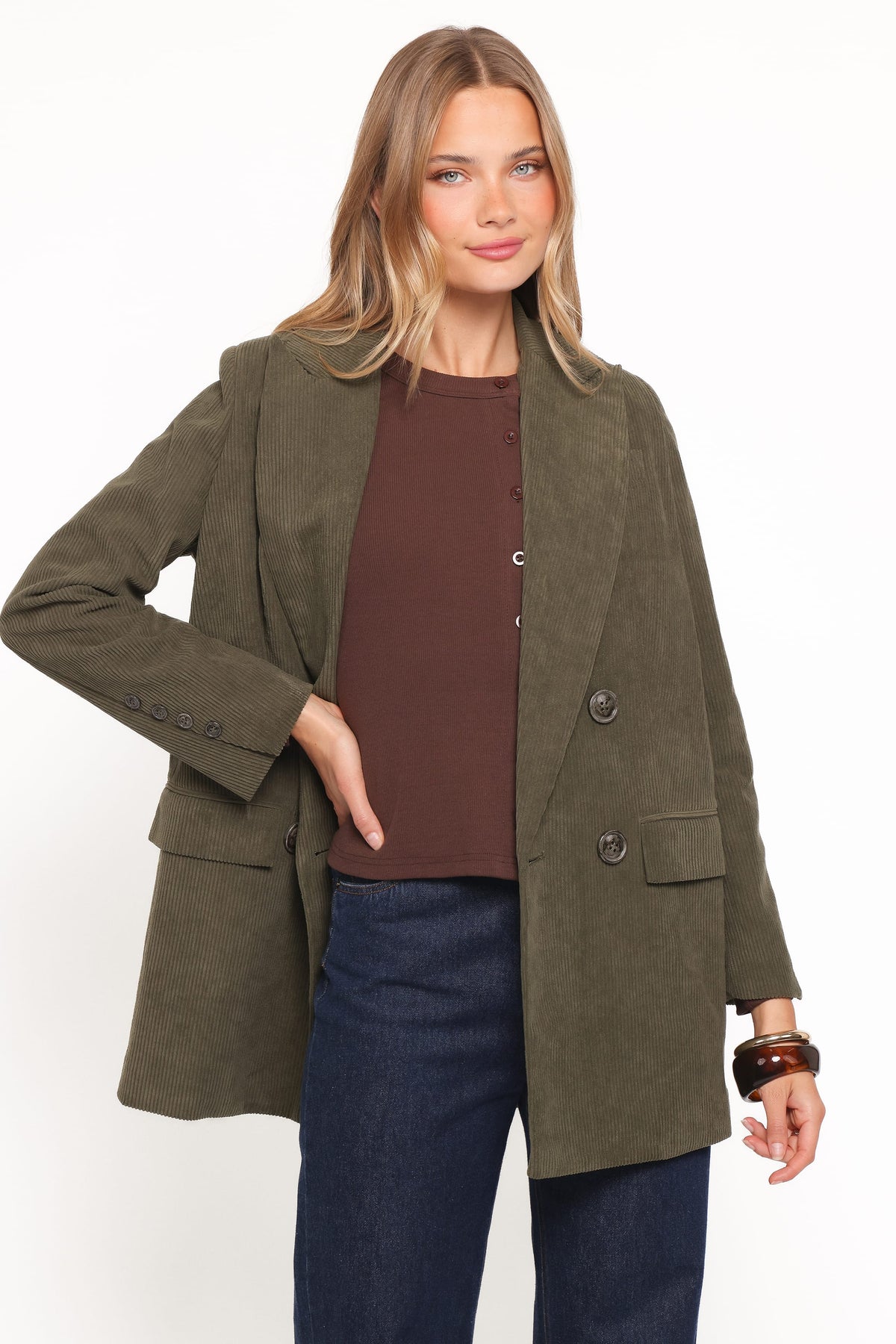 Madi Corduroy Blazer in Olive – view 5 of 7