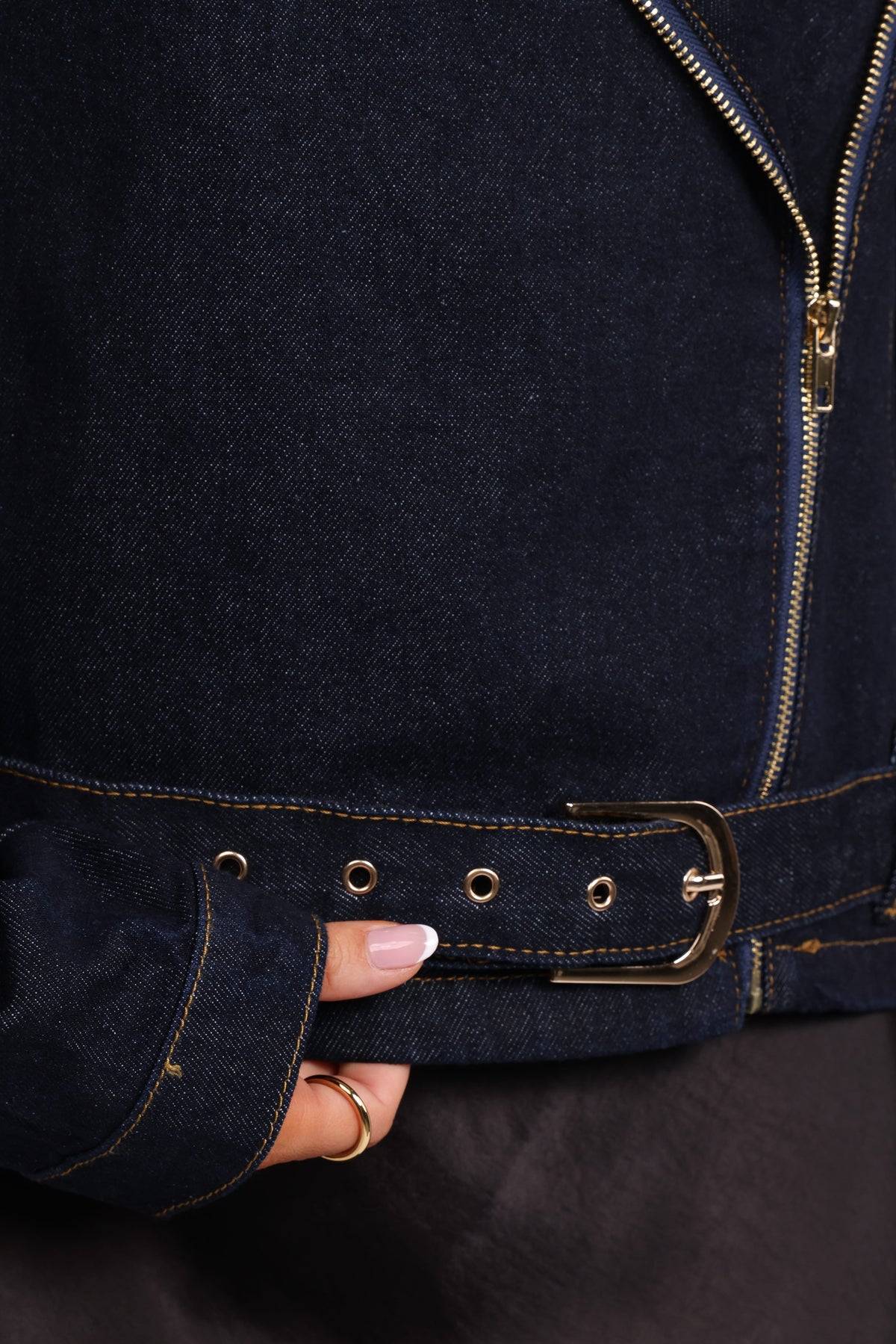 Mira Denim Moto Jacket in Dark Indigo – view 5 of 6