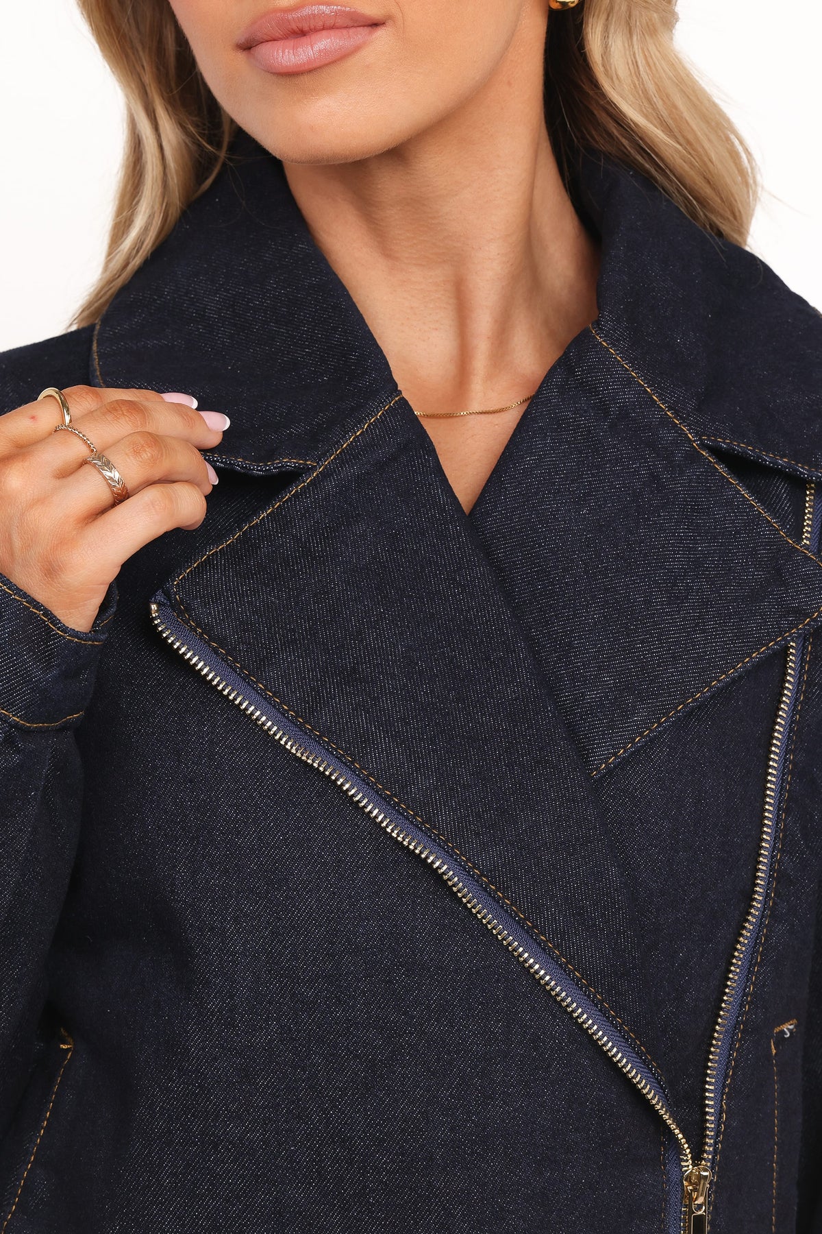 Mira Denim Moto Jacket in Dark Indigo – view 4 of 6
