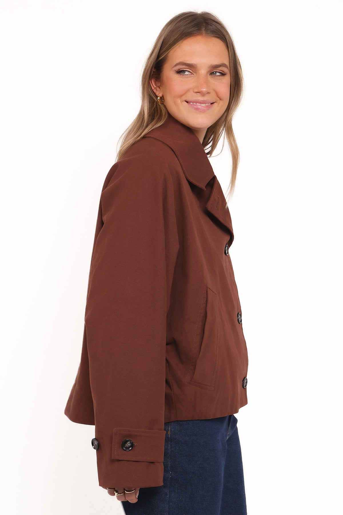 Notion Cropped Trench in Espresso – view 3 of 6